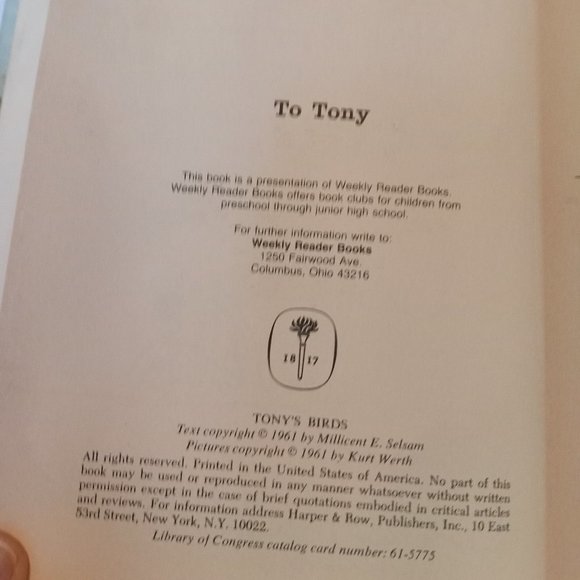 "Tony's Birds" book from 1961 - Picture 4 of 12